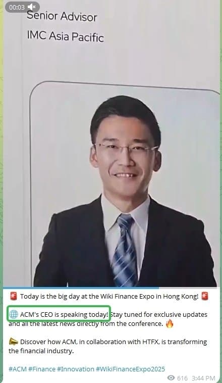 Chen Zhiyan is allegedly ACM's CEO on their Telegram channel