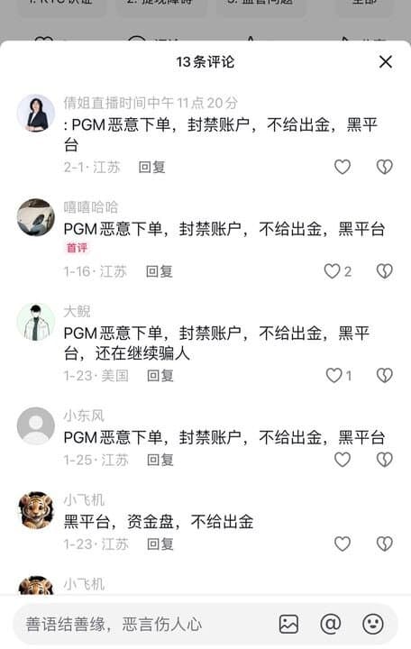 抖音上關於PGM的評論