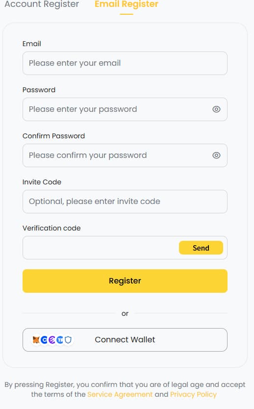 Registration form information