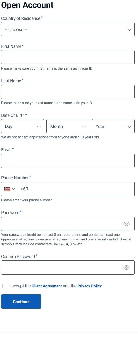 Demo Account Registration