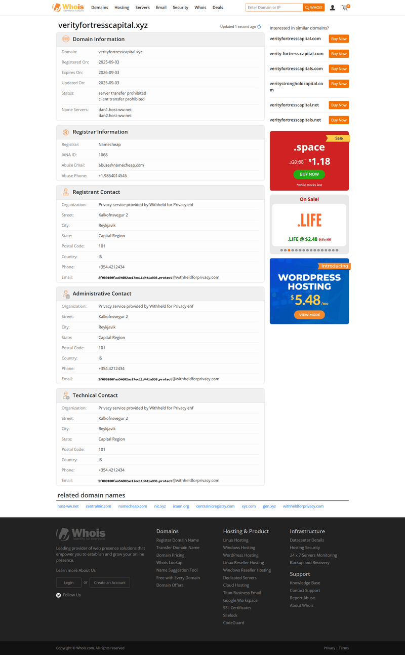 Resultado de la consulta de Whois