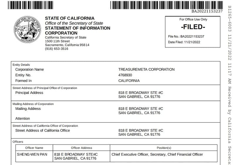 Registration Information in California