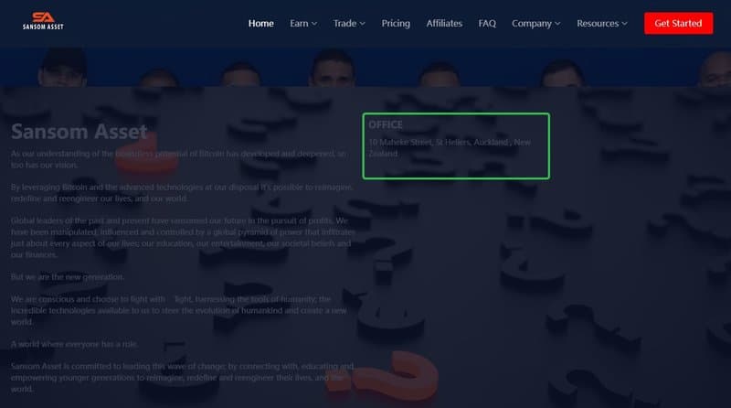 Company address listed on Sansom Asset's website