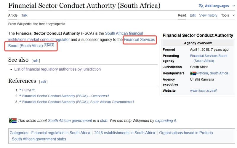 The FSCA is a national regulatory authority in South Africa, primarily effective within the country