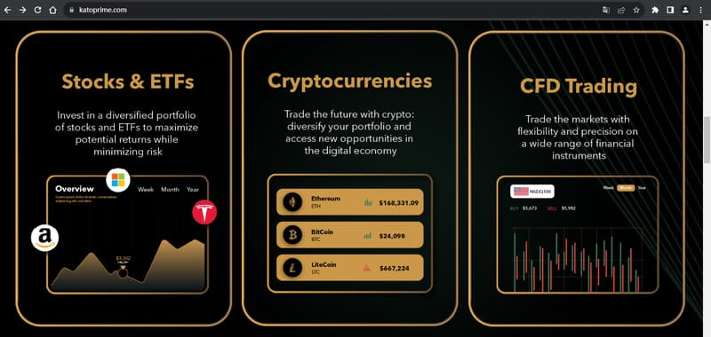 Información sobre productos de trading en el sitio web