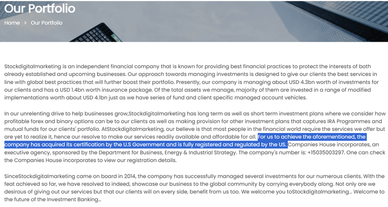 Financial Regulation Claimed by the Website