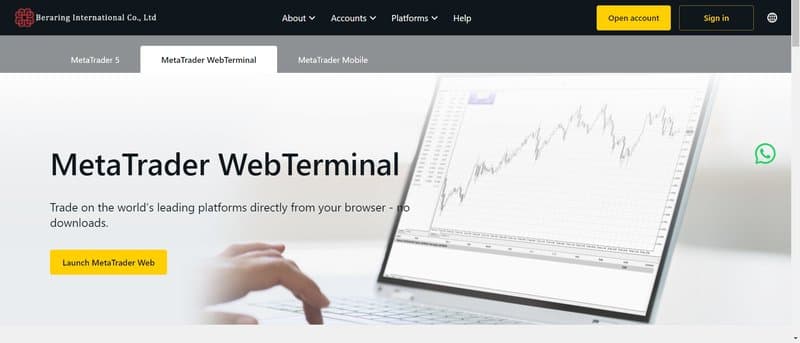 Beraring International Co., Ltd's web version of trading software