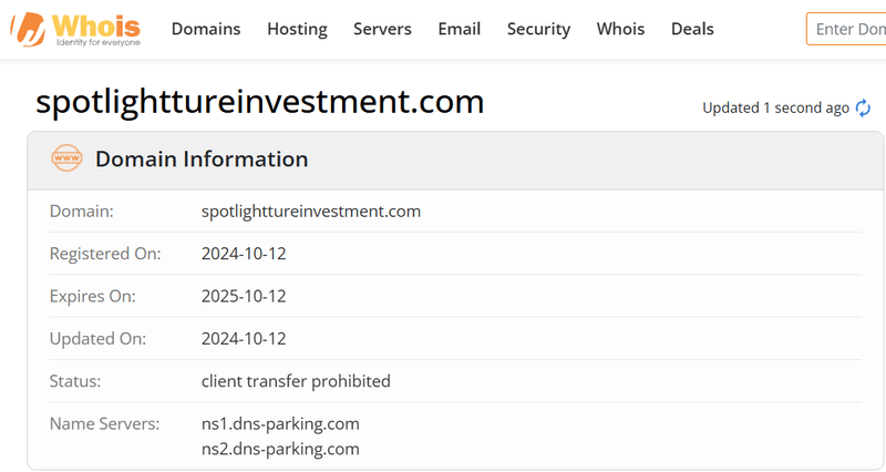 Resultados de la consulta Whois