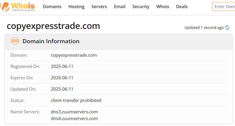 Kết quả tra cứu Whois