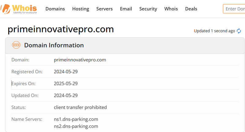 Resultados de búsqueda Whois