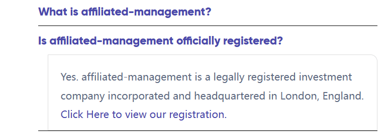 affiliated-management Registration information