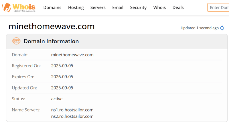 Resultado de consulta Whois