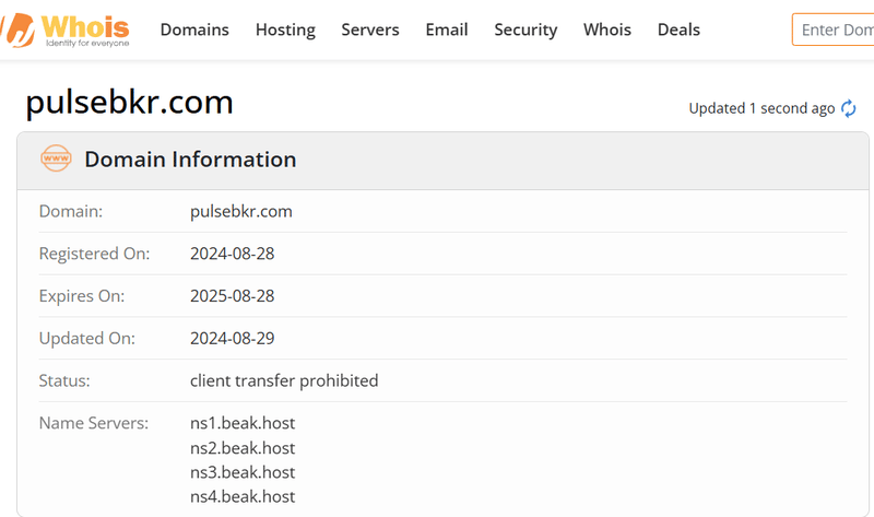 ผลลัพธ์การตรวจสอบ Whois