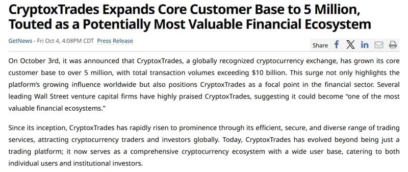 Cryptoxtrades xuất hiện trong quảng bá trên Barchart