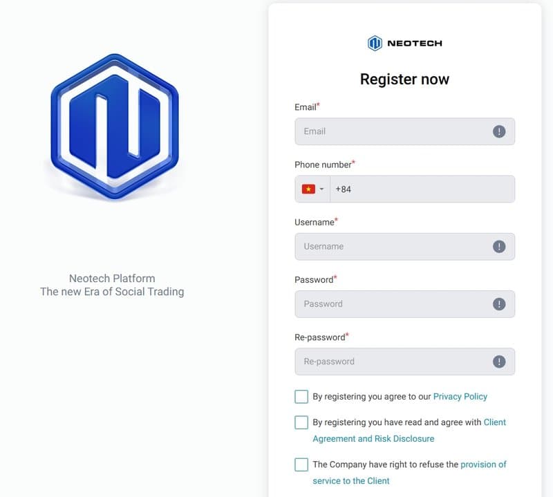 Registration form