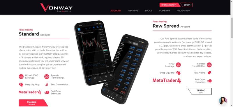 Типы счетов Vonway