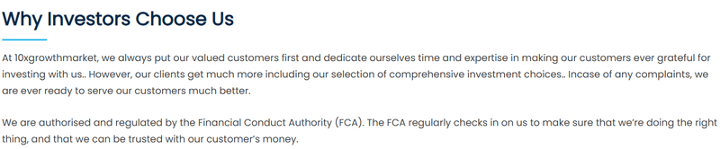 Regulación financiera afirmada por el sitio web