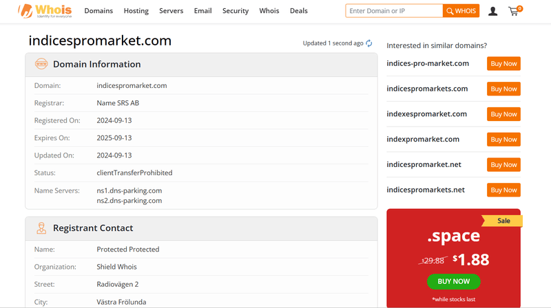 indicespromarket.com whois