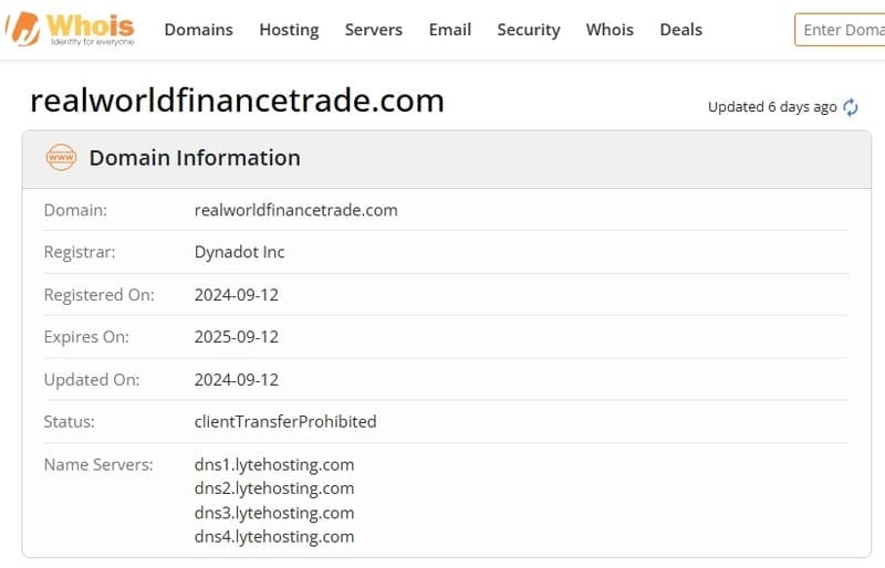 Registration Date of Real World Finance Trade
