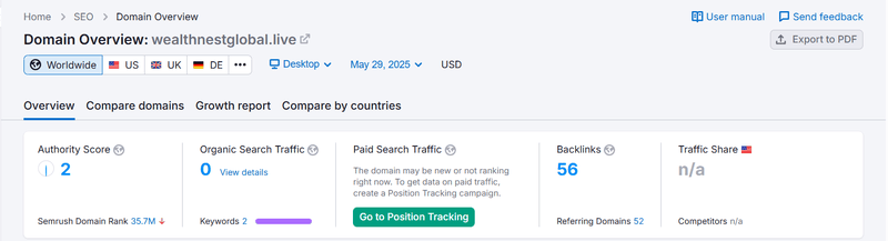 Semrush自然搜索流量データ查询结果