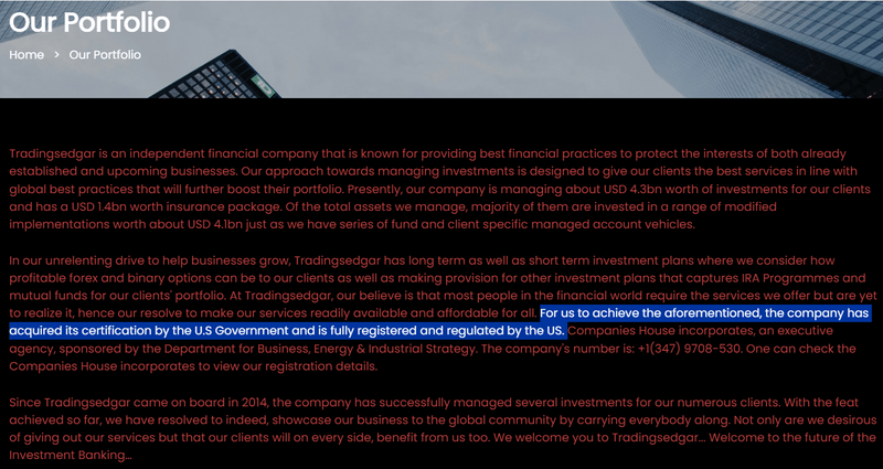 Regulación financiera afirmada por el sitio web