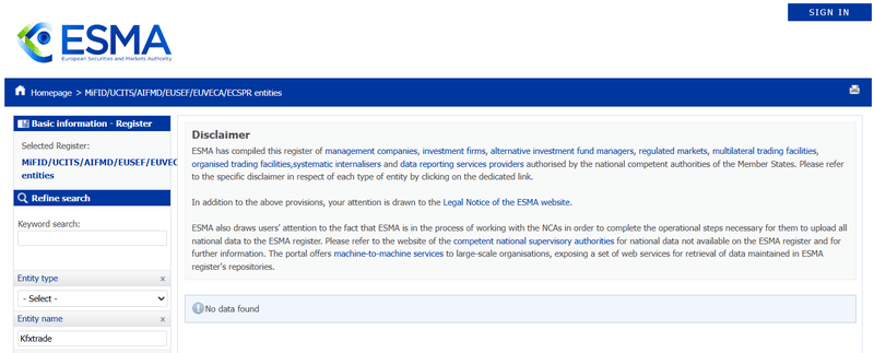 ESMA Query Result