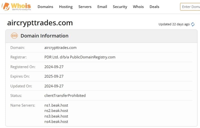 Aircrypt Tradesウェブサイト登録時間