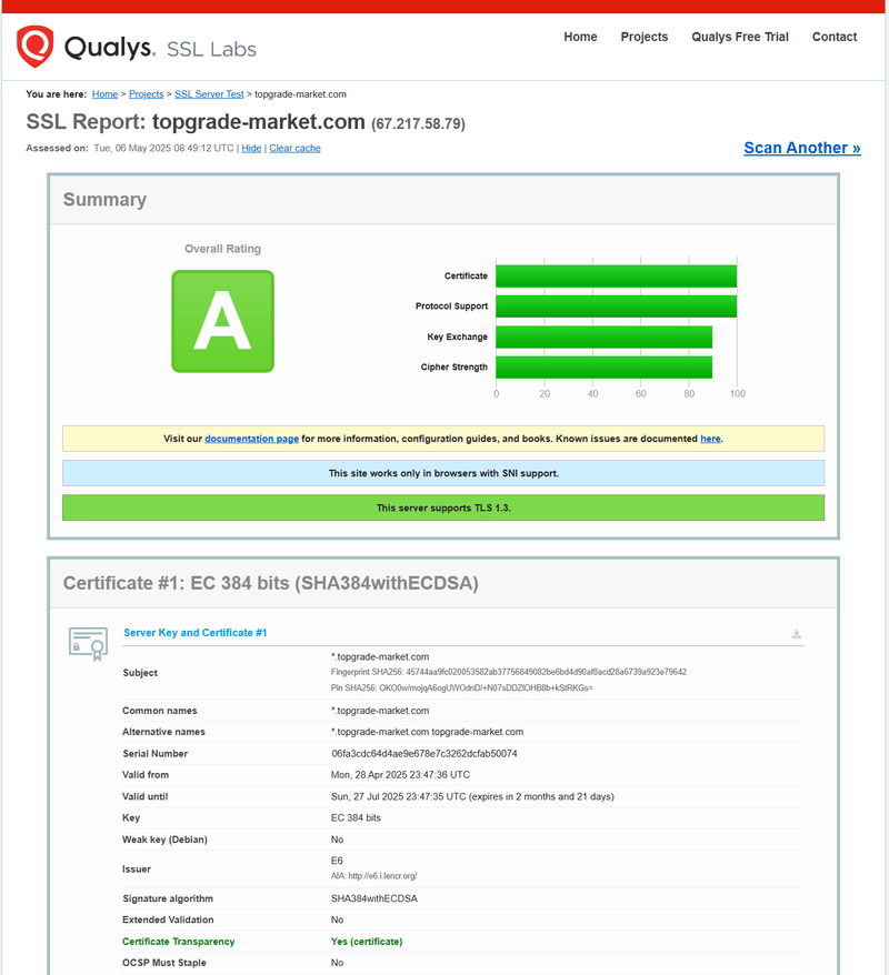 Resultado de la consulta SSL