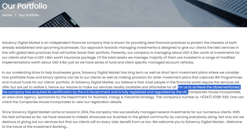 Regulación financiera declarada en el sitio web