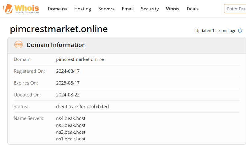 Результаты поиска Whois