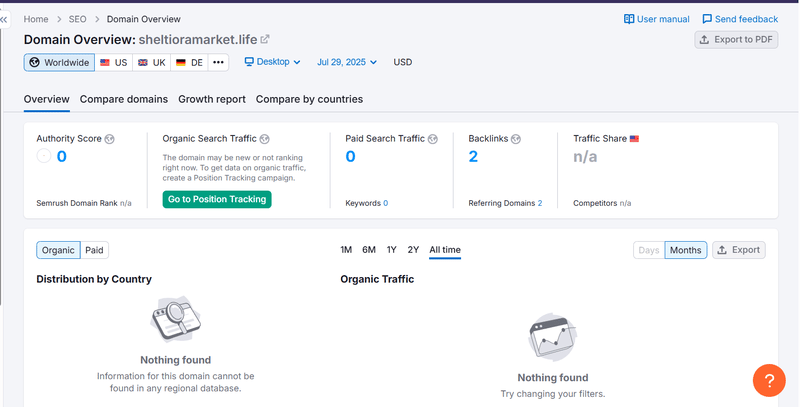 Semrush 자연 검색 트래픽 데이터 조회 결과