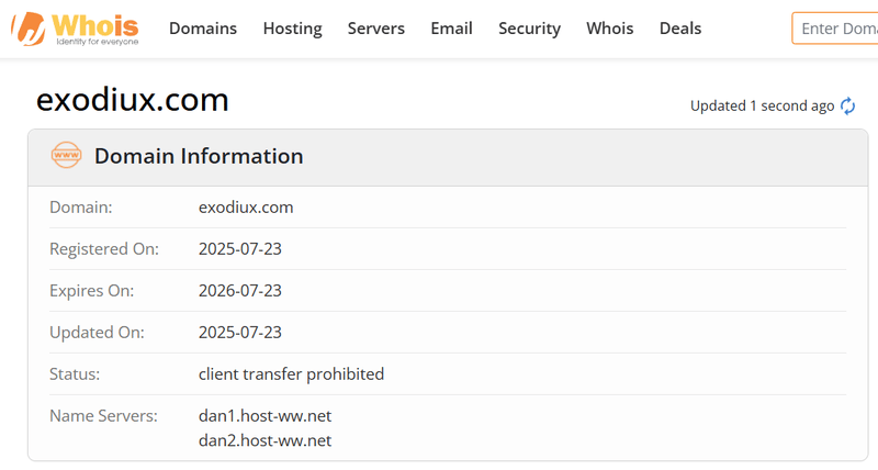 ผลการสอบถามข้อมูลใน Whois