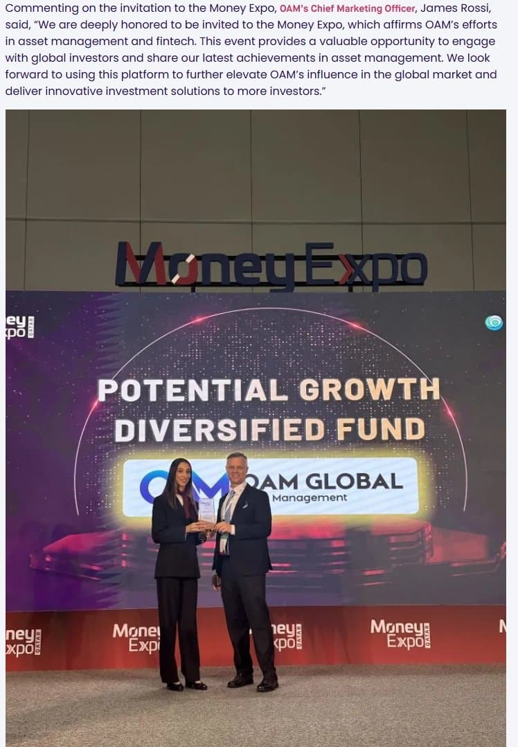 Opix Technology’s Chief Marketing Officer James Rossi suddenly participated in the award ceremony under the title of OAM Global Chief Marketing Officer