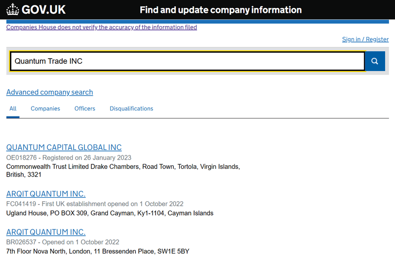 Companies House Query Result