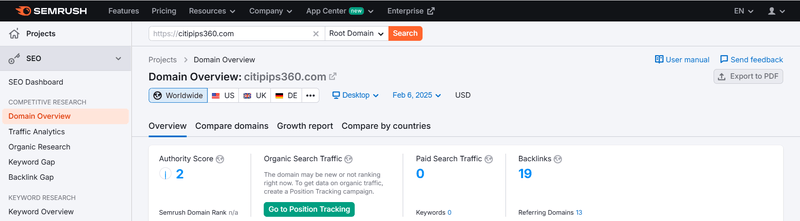 Semrush 트래픽 데이터