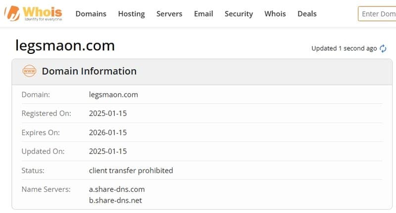 Website domain registration date