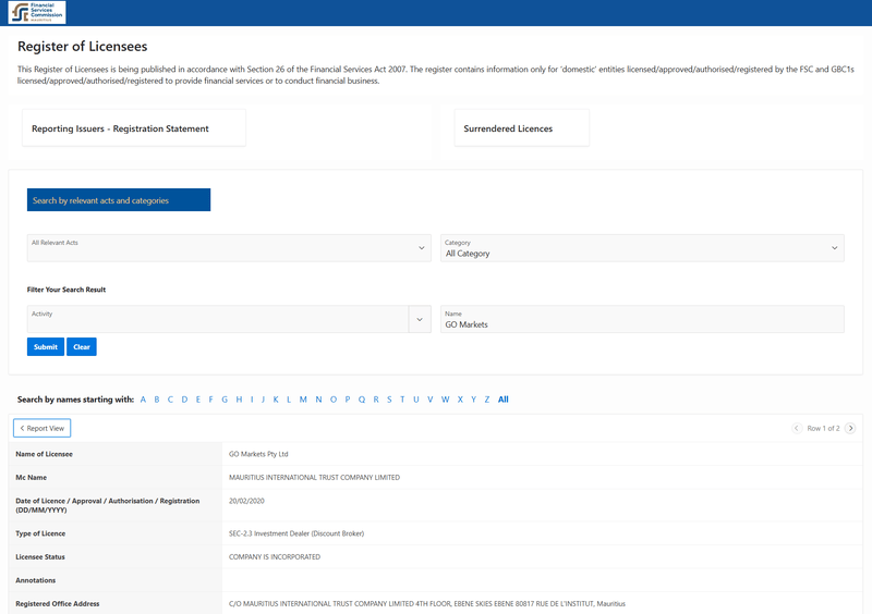 Financial Services Commission, Mauritius (GB 19024896)