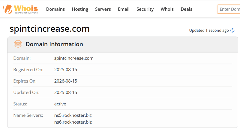Результат запроса Whois