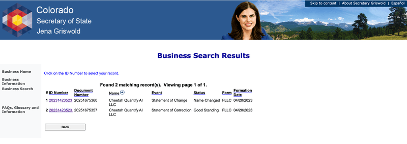Entity Registration Information