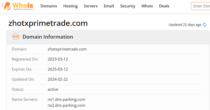 Resultados de búsqueda de Whois