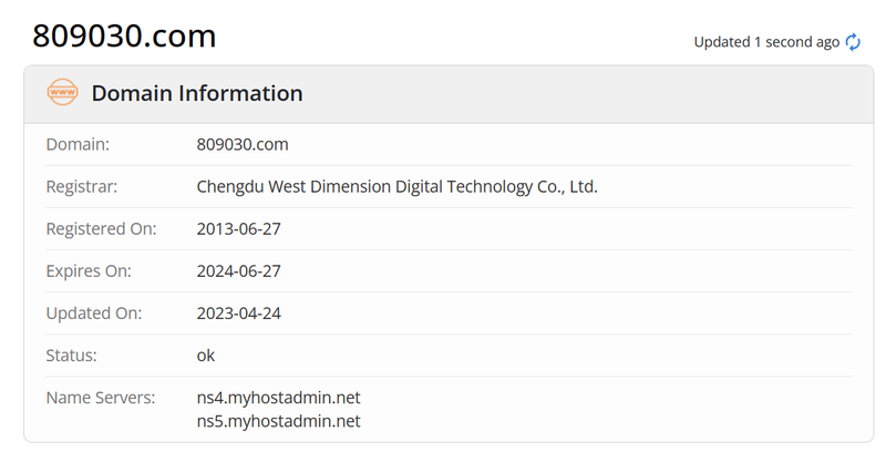 财经893whois.com 도메인 등록 년도 데이터