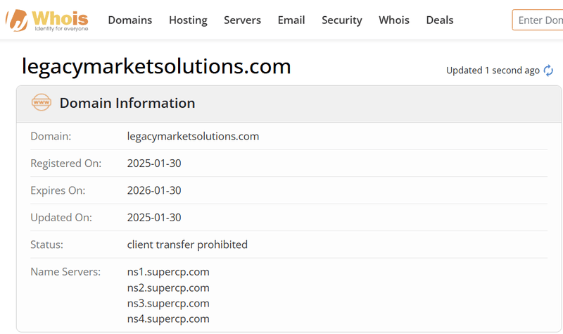 Whois search results