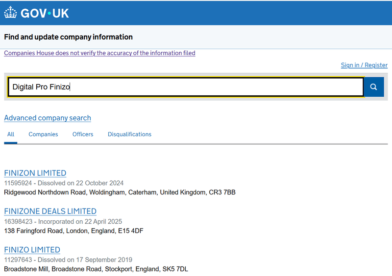 ผลการค้นหา Companies House