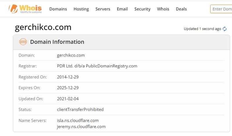 Gerchik & Co  Whois 등록 날짜