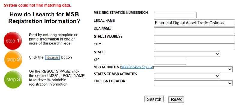 FinCEN Query Result