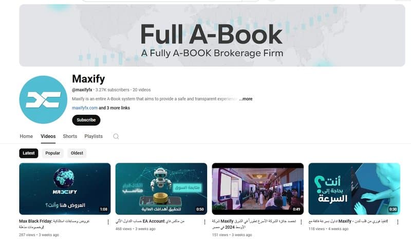 Maxifyfx Ltd's YouTube account