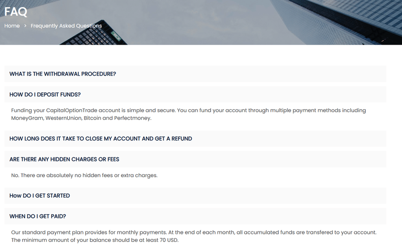 Deposit and withdrawal methods