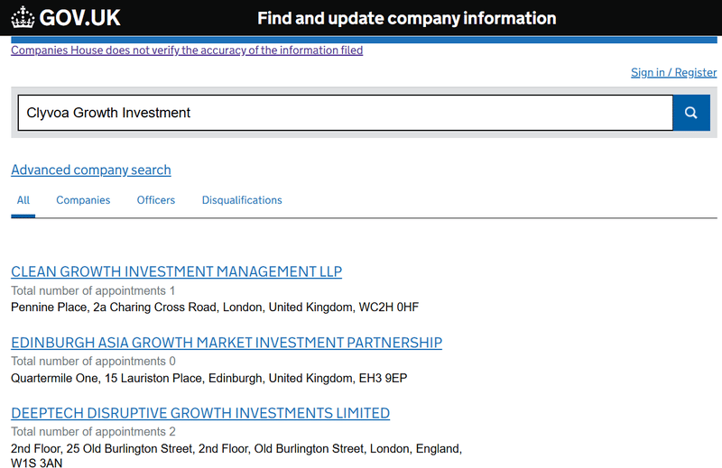 Resultado de consulta Companies House