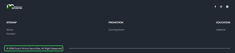 Dutch Prime Securities' website shows the year as 2018