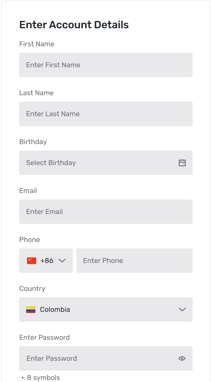 registration form